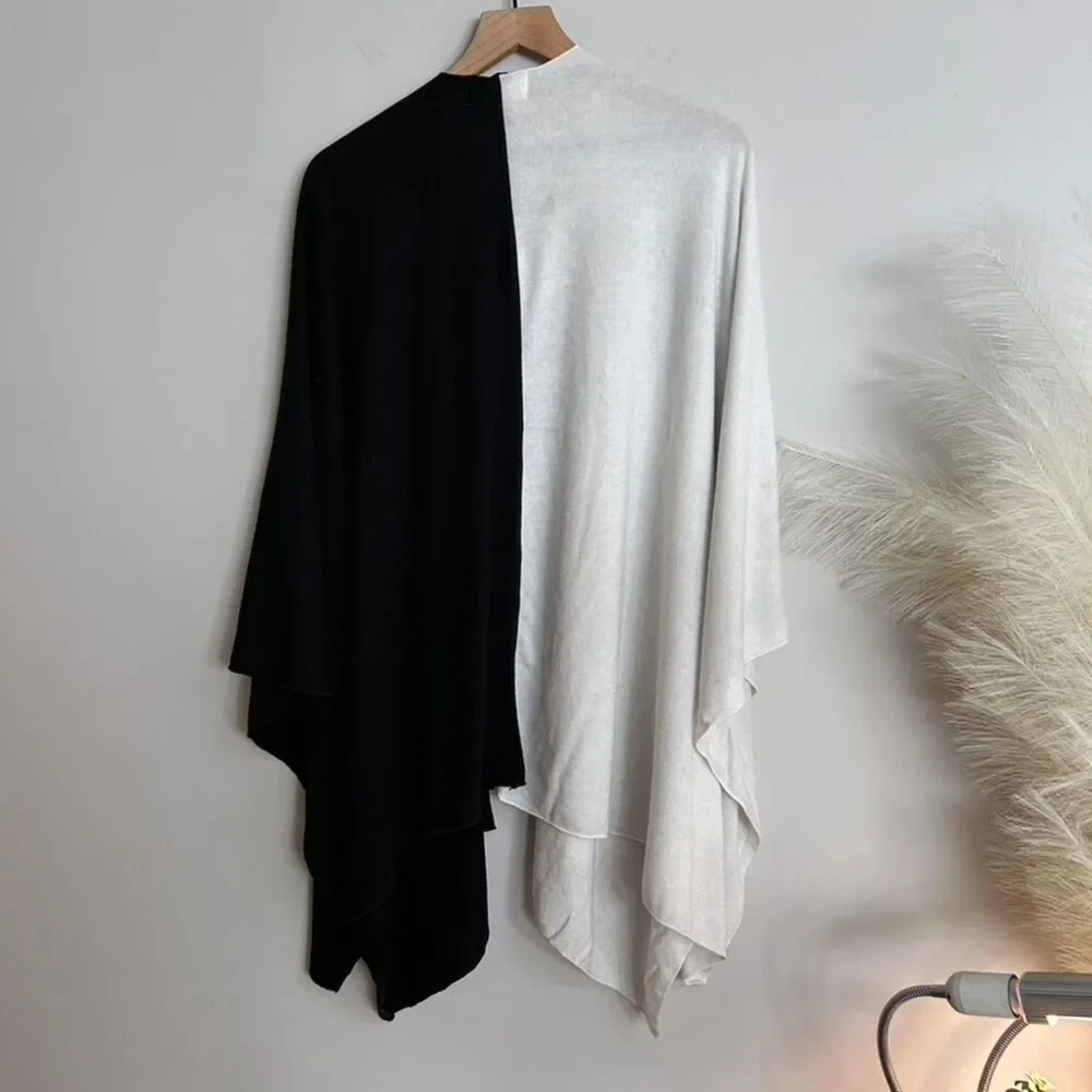 Donni Two Tone Black and White Cape Scarf